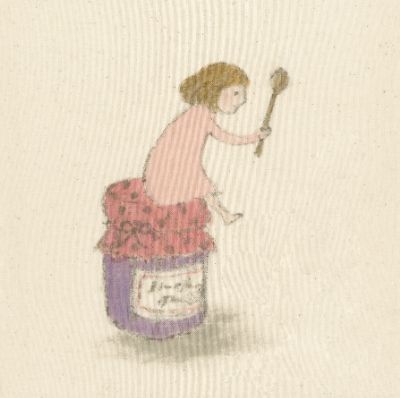 ジャムの瓶の上で